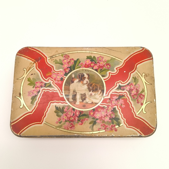 Antique 1910s "Will It Bite?" Puppy Dog Litho Tin | French Modèle Déposé - Picture 2 of 8